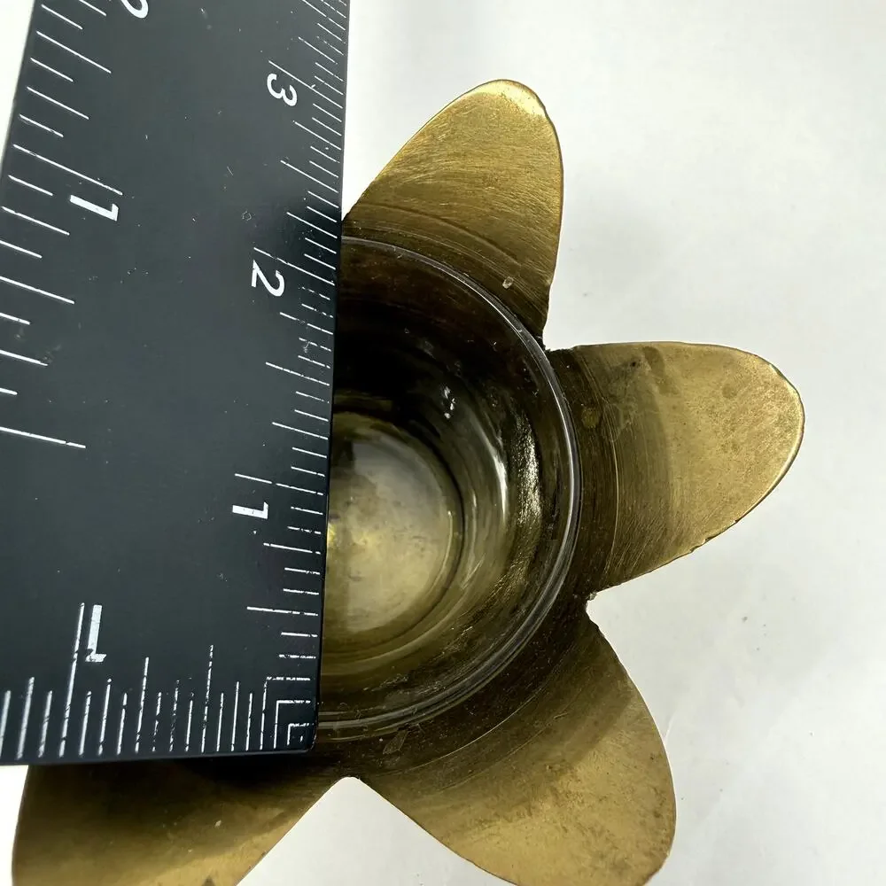 Department 56 Brass Flower Candle Holder Glass Insert Vintage Boho Decor